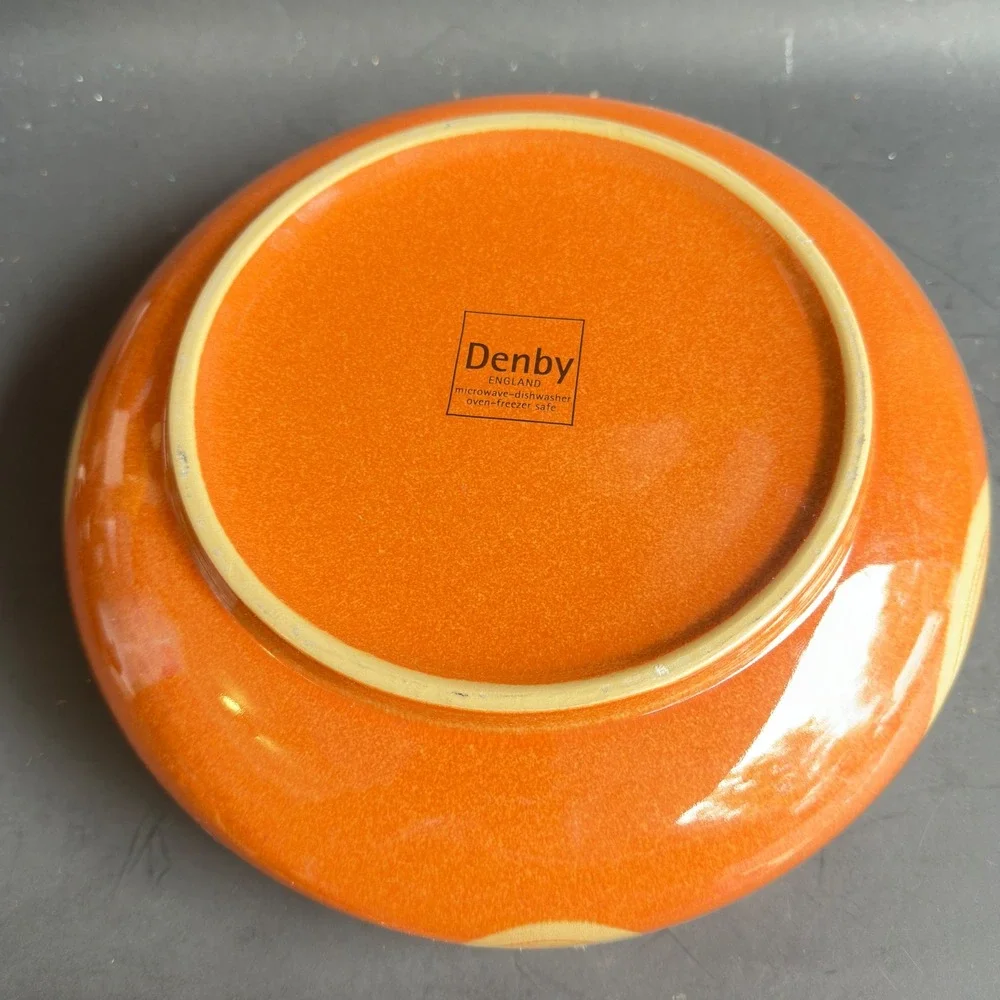 Denby Fire Chilli Serving Bowl Orange Cream Swirl Stoneware England Retired 10in